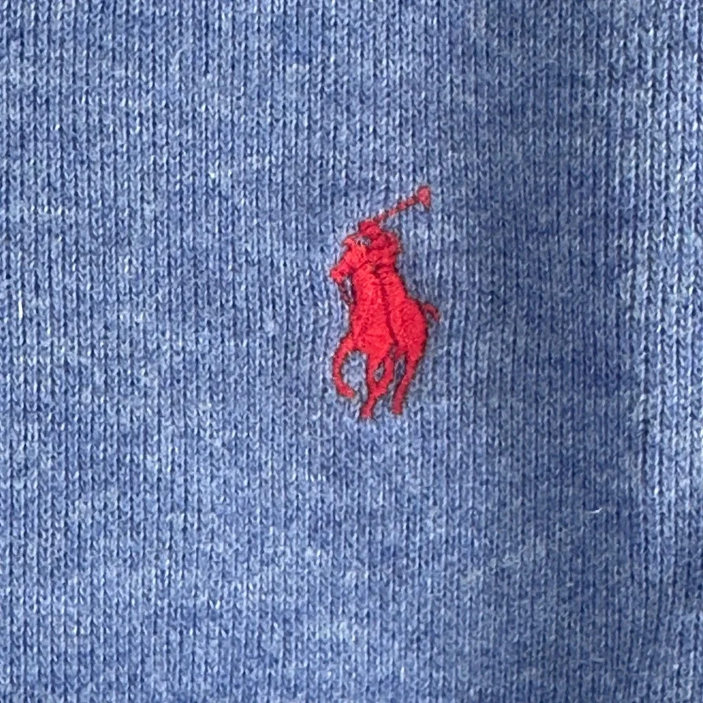 Polo Ralph Lauren‎ Mens Blue Cotton Quarter Zip Pullover Sweater Large Red Pony